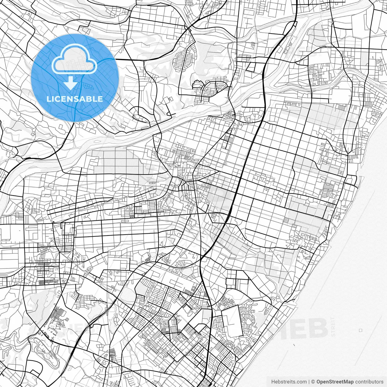 Vector PDF map of Suzuka, Japan
