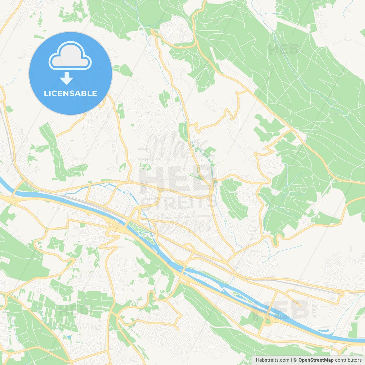 Esslingen am Neckar, Germany Vector Map - Classic Colors