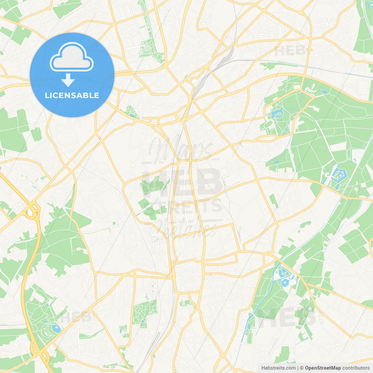 Monchengladbach, Germany Vector Map - Classic Colors