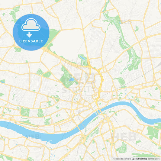 Newcastle upon Tyne, England Vector Map - Classic Colors