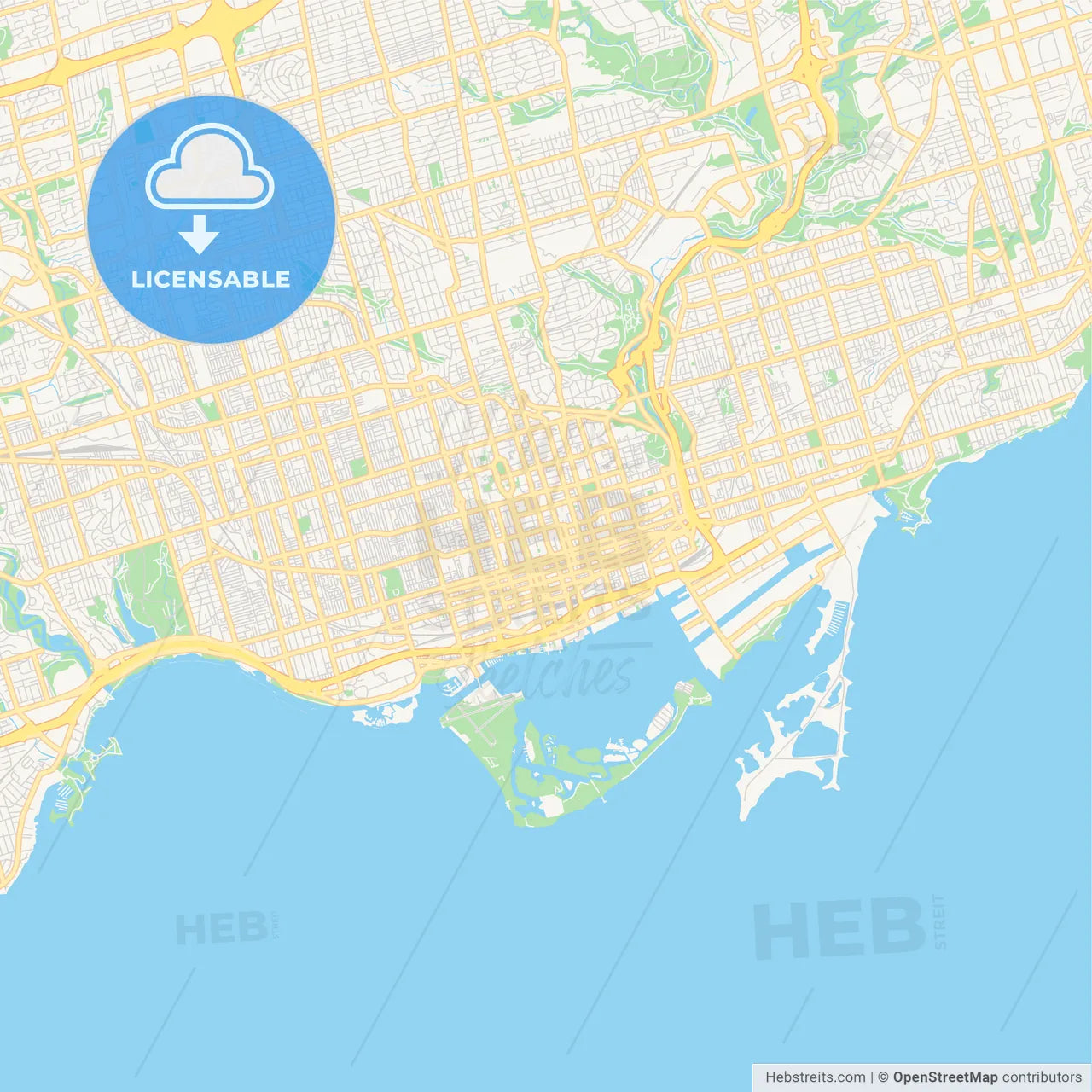Empty vector map of Toronto, Ontario, Canada