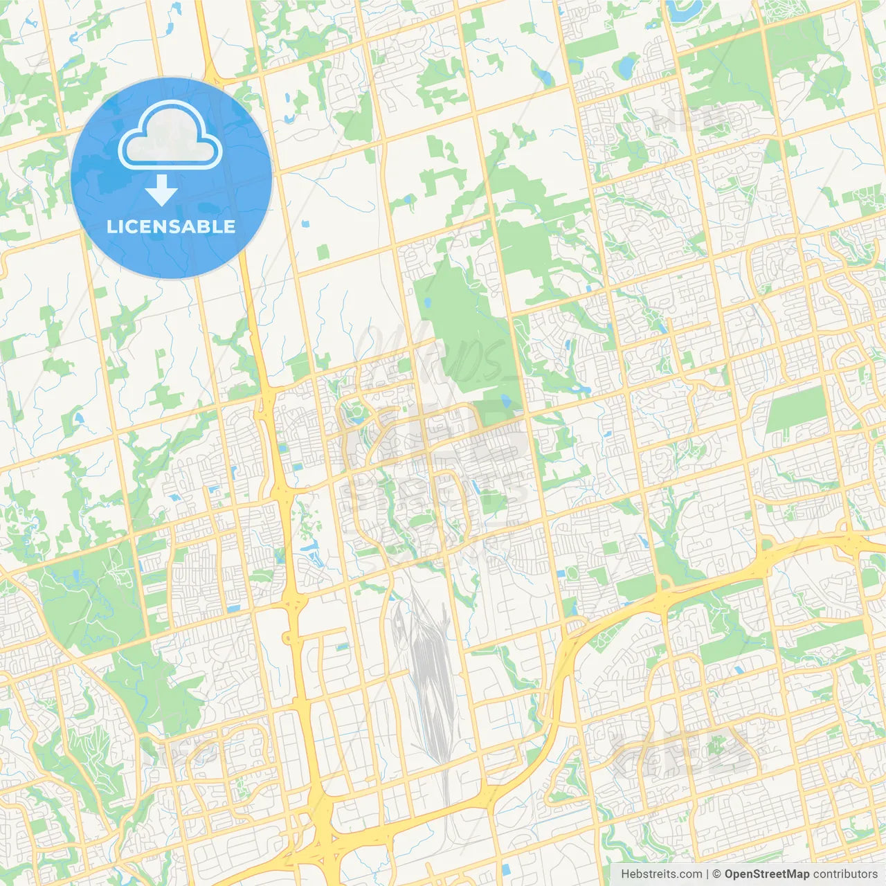 Empty vector map of Vaughan, Ontario, Canada