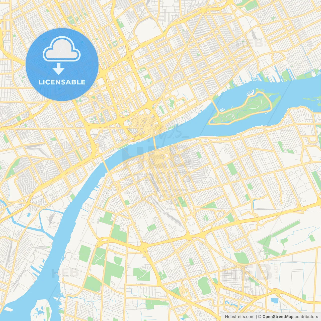 Empty vector map of Windsor, Ontario, Canada