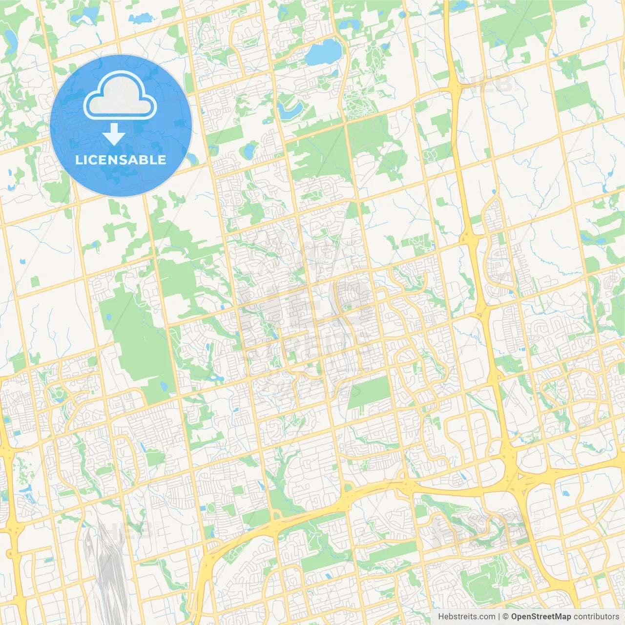 Empty vector map of Richmond Hill, Ontario, Canada