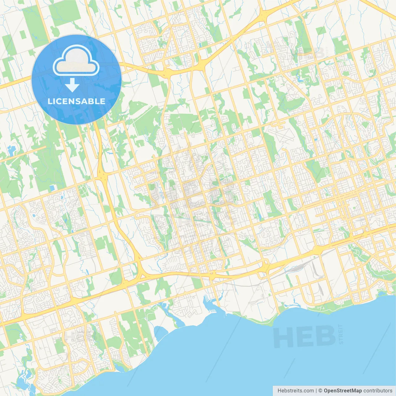Empty vector map of Whitby, Ontario, Canada