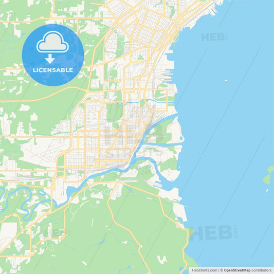 Empty vector map of Thunder Bay, Ontario, Canada