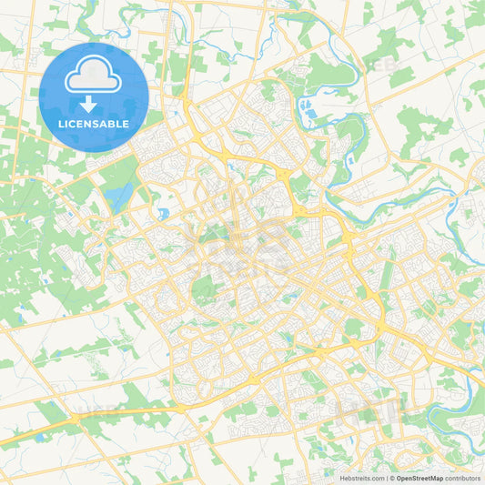 Empty vector map of Waterloo, Ontario, Canada