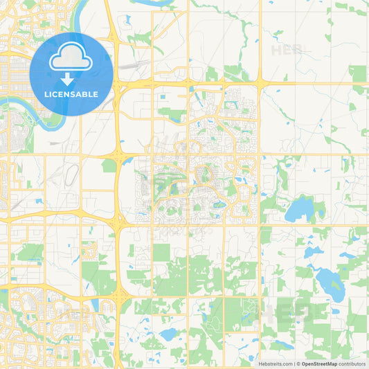 Empty vector map of Strathcona County, Alberta, Canada