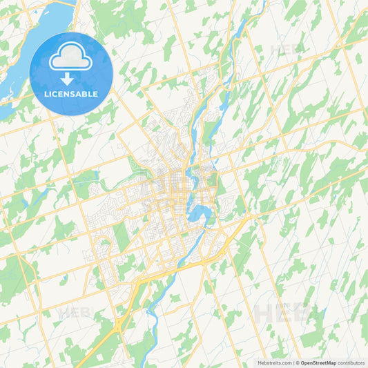Empty vector map of Peterborough, Ontario, Canada