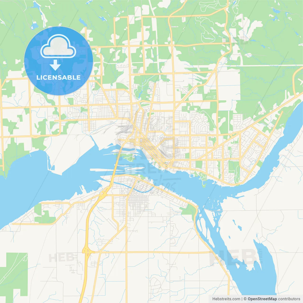 Empty vector map of Sault Ste. Marie, Ontario, Canada