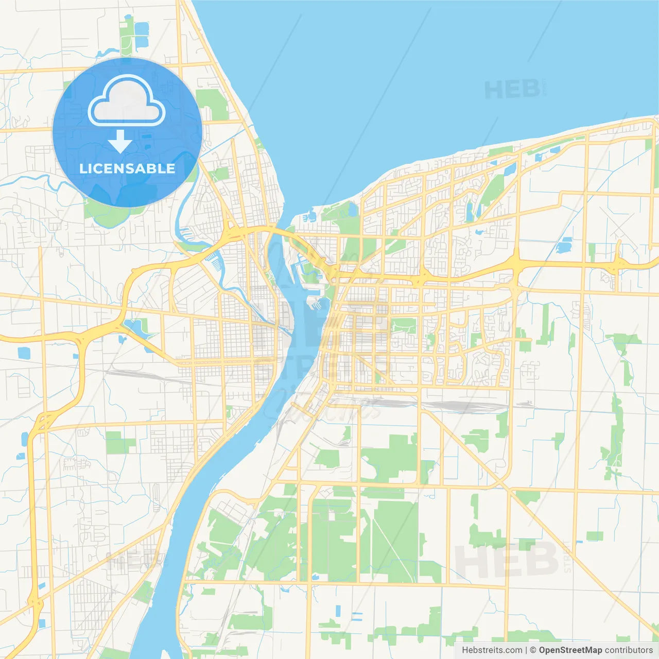 Empty vector map of Sarnia, Ontario, Canada