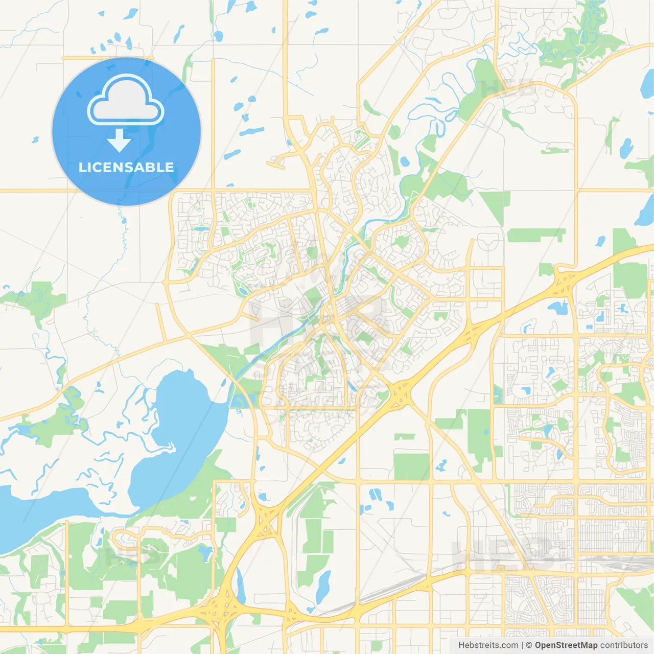 Empty vector map of St. Albert, Alberta, Canada