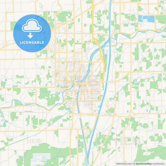 Empty vector map of Welland, Ontario, Canada