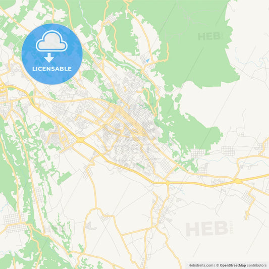 Empty vector map of Córdoba, Veracruz, Mexico