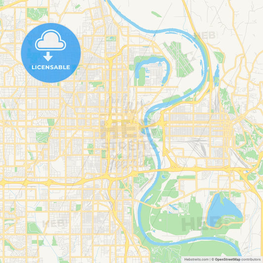 Empty vector map of Omaha, Nebraska, USA