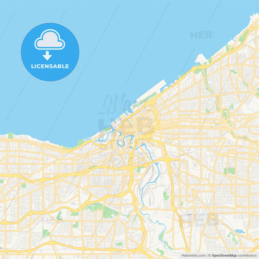 Empty vector map of Cleveland, Ohio, USA