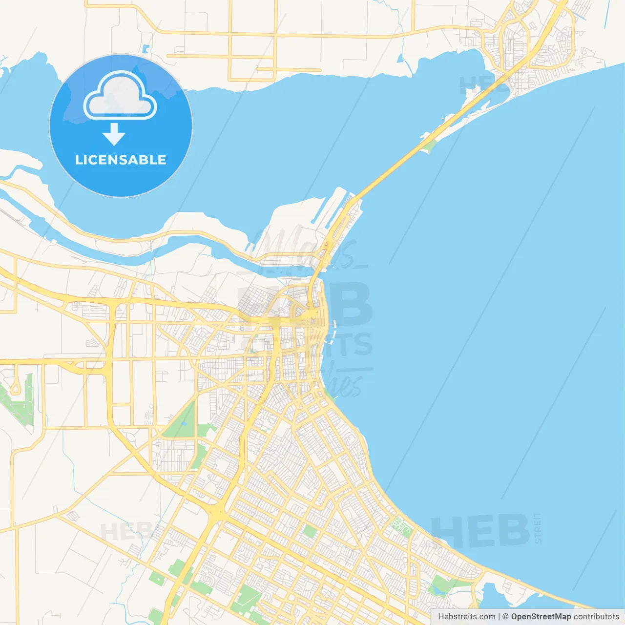 Empty vector map of Corpus Christi, Texas, USA