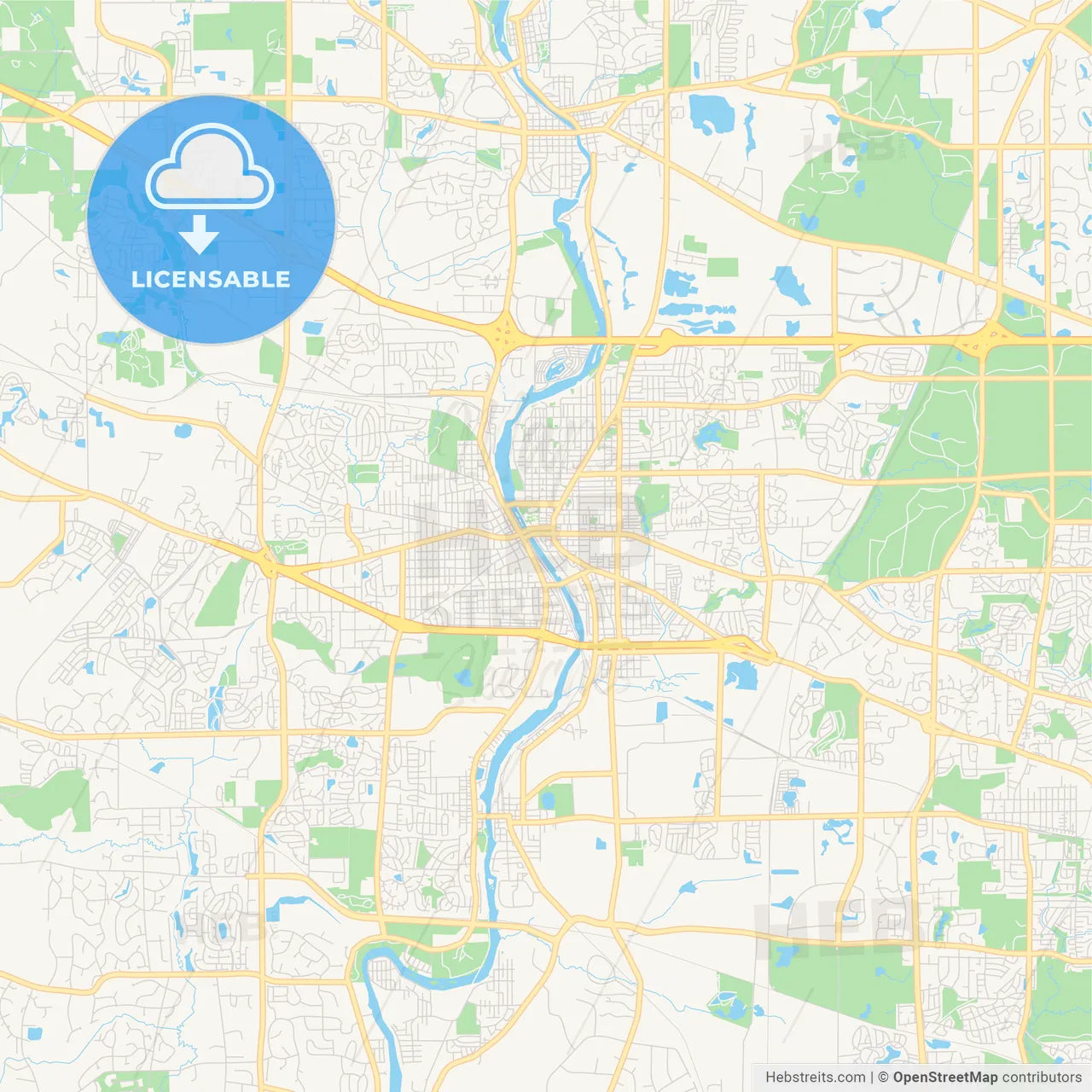 Empty vector map of Elgin, Illinois, USA