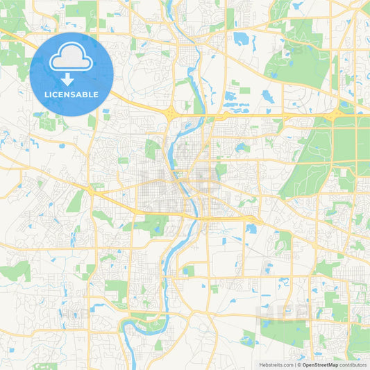 Empty vector map of Elgin, Illinois, USA