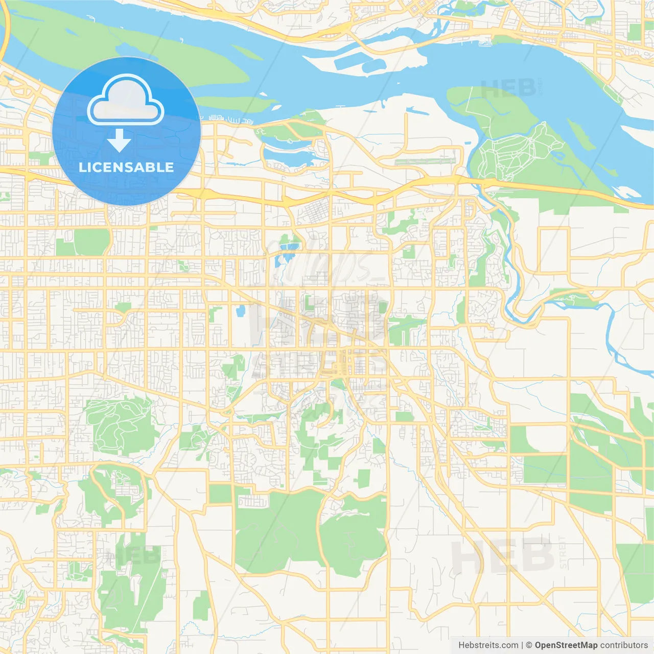 Empty vector map of Gresham, Oregon, USA