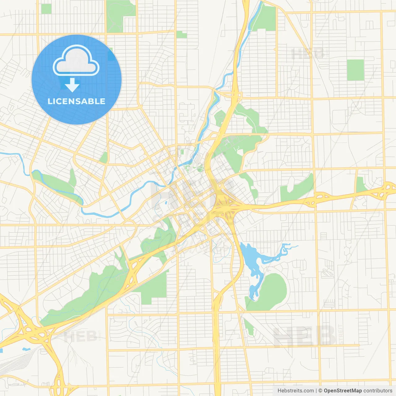 Empty vector map of Flint, Michigan, USA
