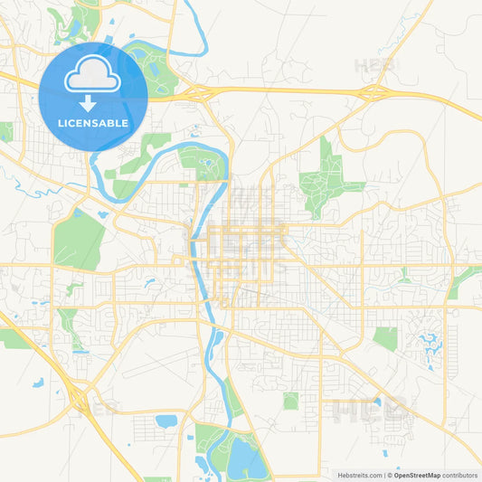 Empty vector map of Iowa City, Iowa, USA
