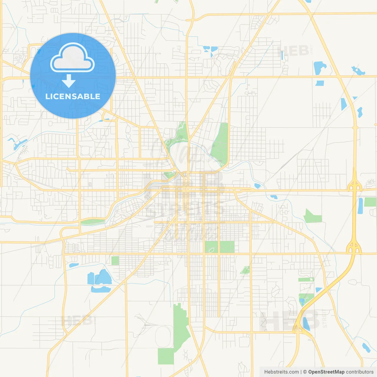 Empty vector map of Muncie, Indiana, USA