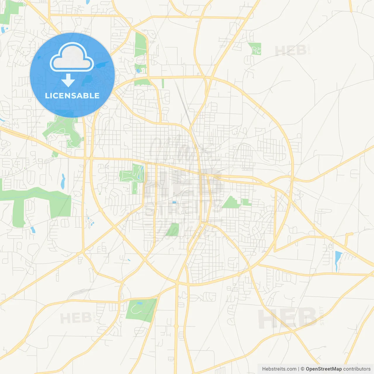 Empty vector map of Dothan, Alabama, USA