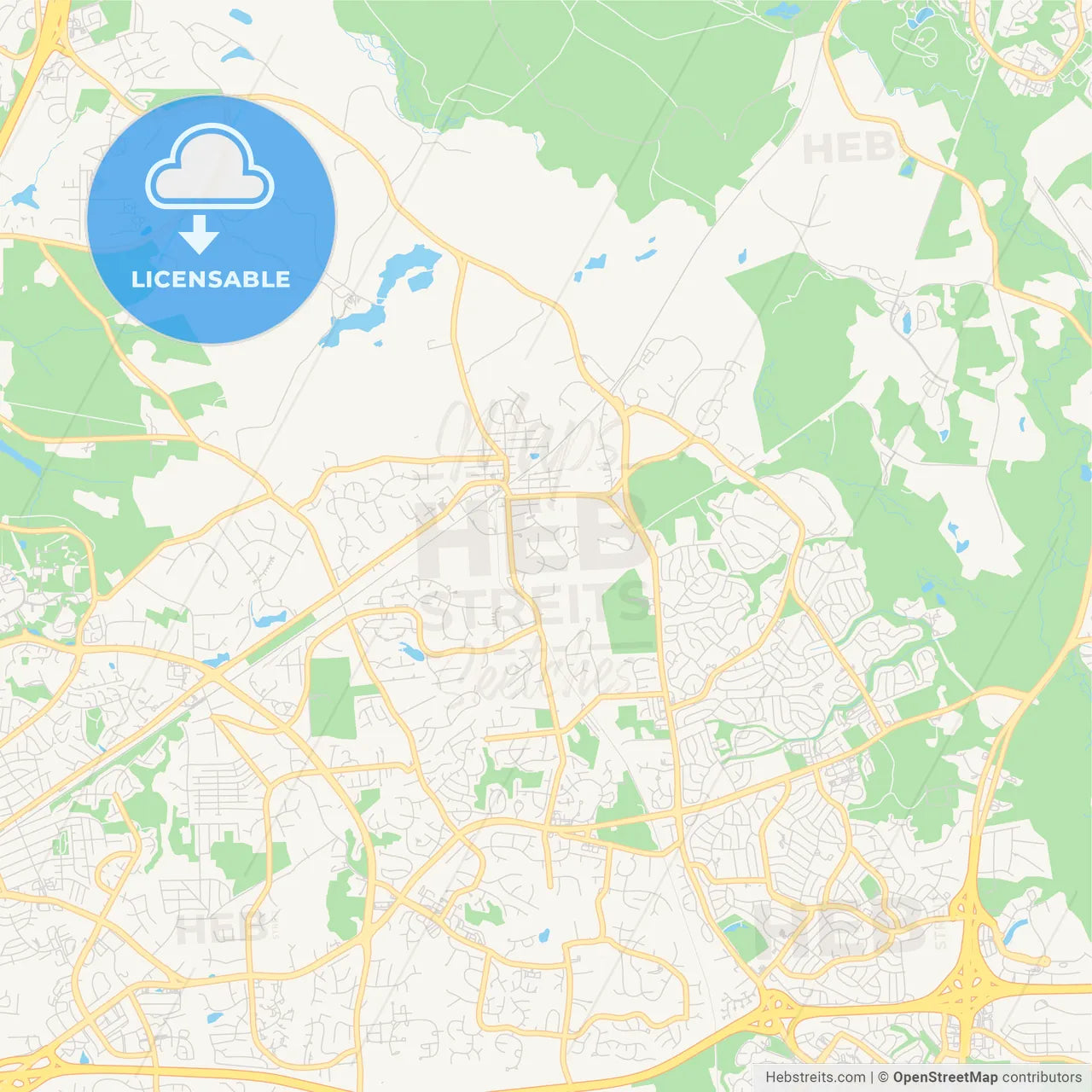 Empty vector map of Bowie, Maryland, USA