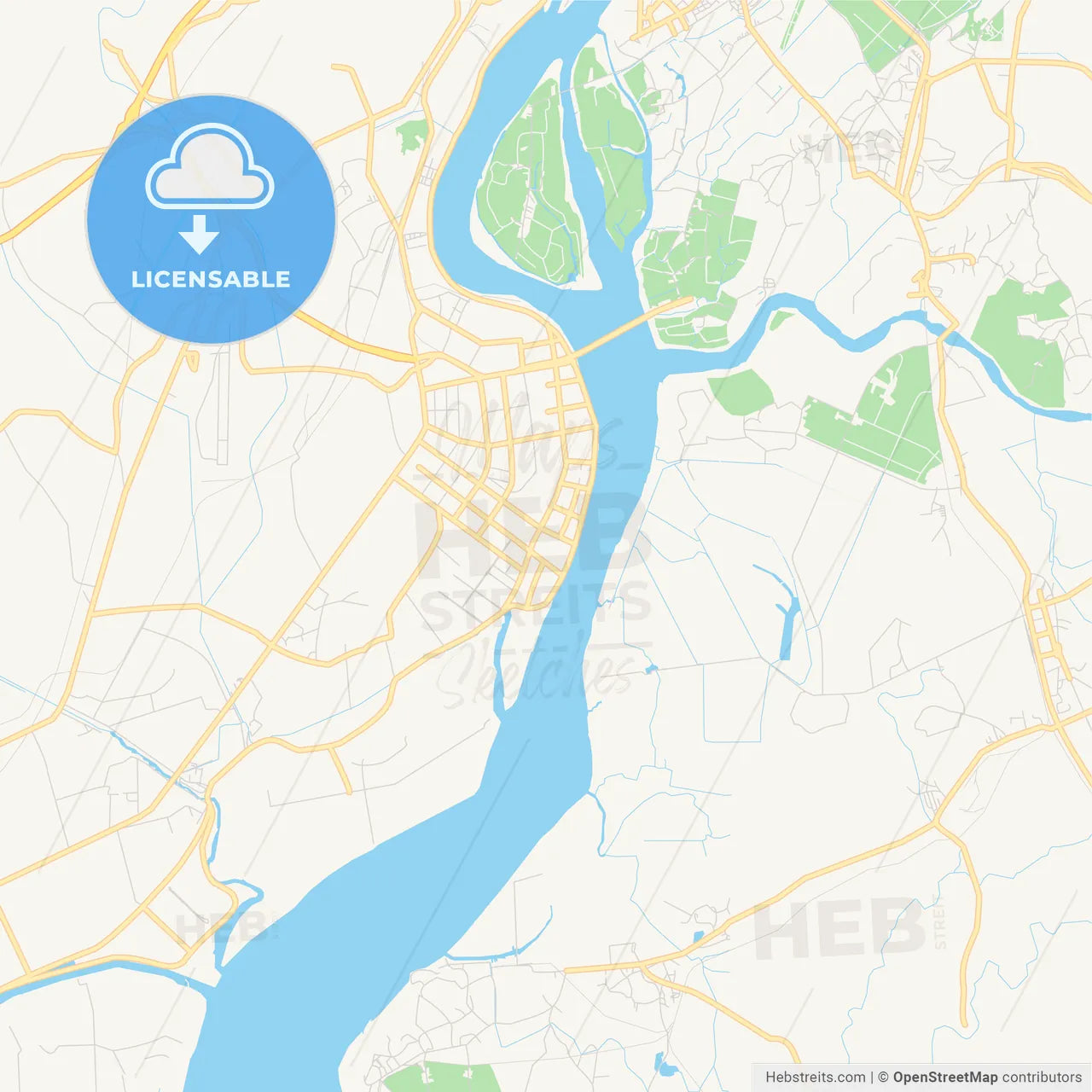 Printable street map of Dandong, China