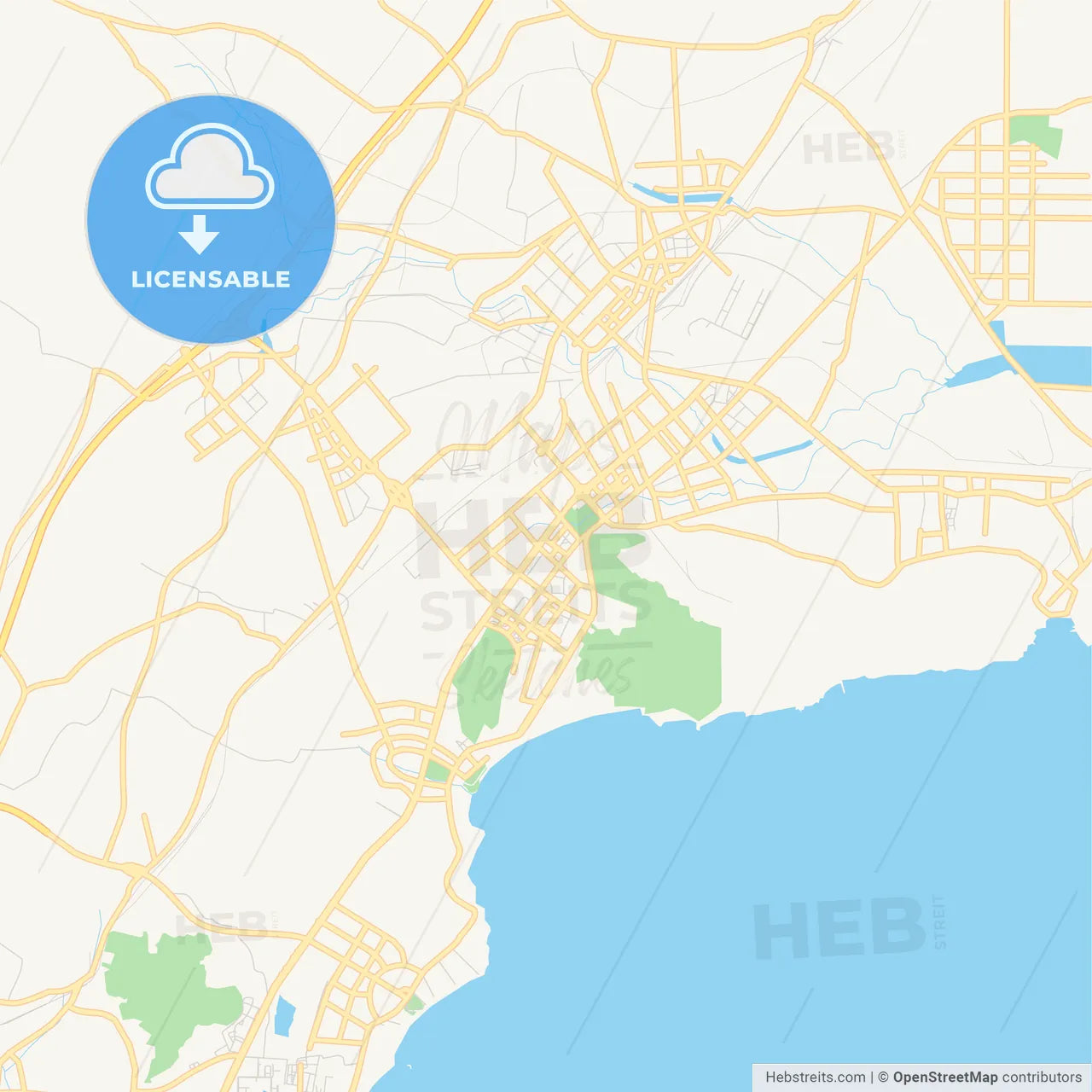 Printable street map of Huludao, China