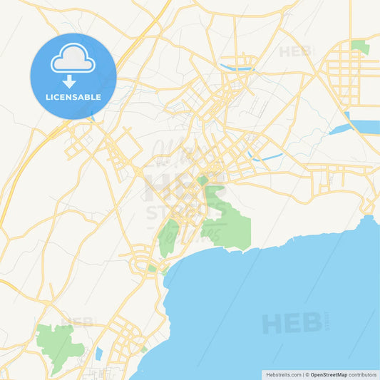 Printable street map of Huludao, China