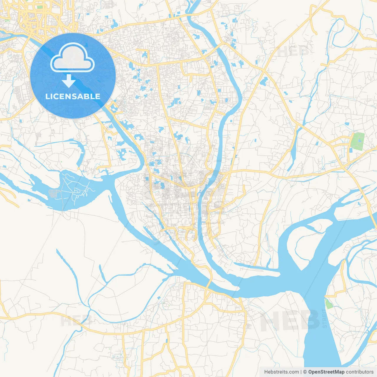 Printable street map of Narayanganj, Bangladesh