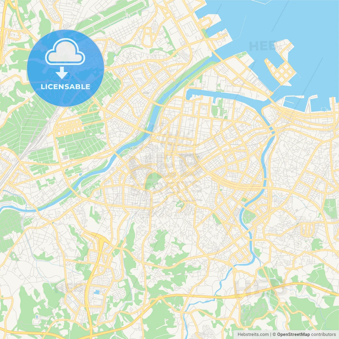 Printable street map of Hachinohe, Japan