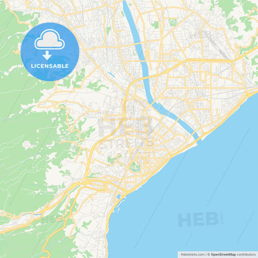 Printable street map of Odawara, Japan