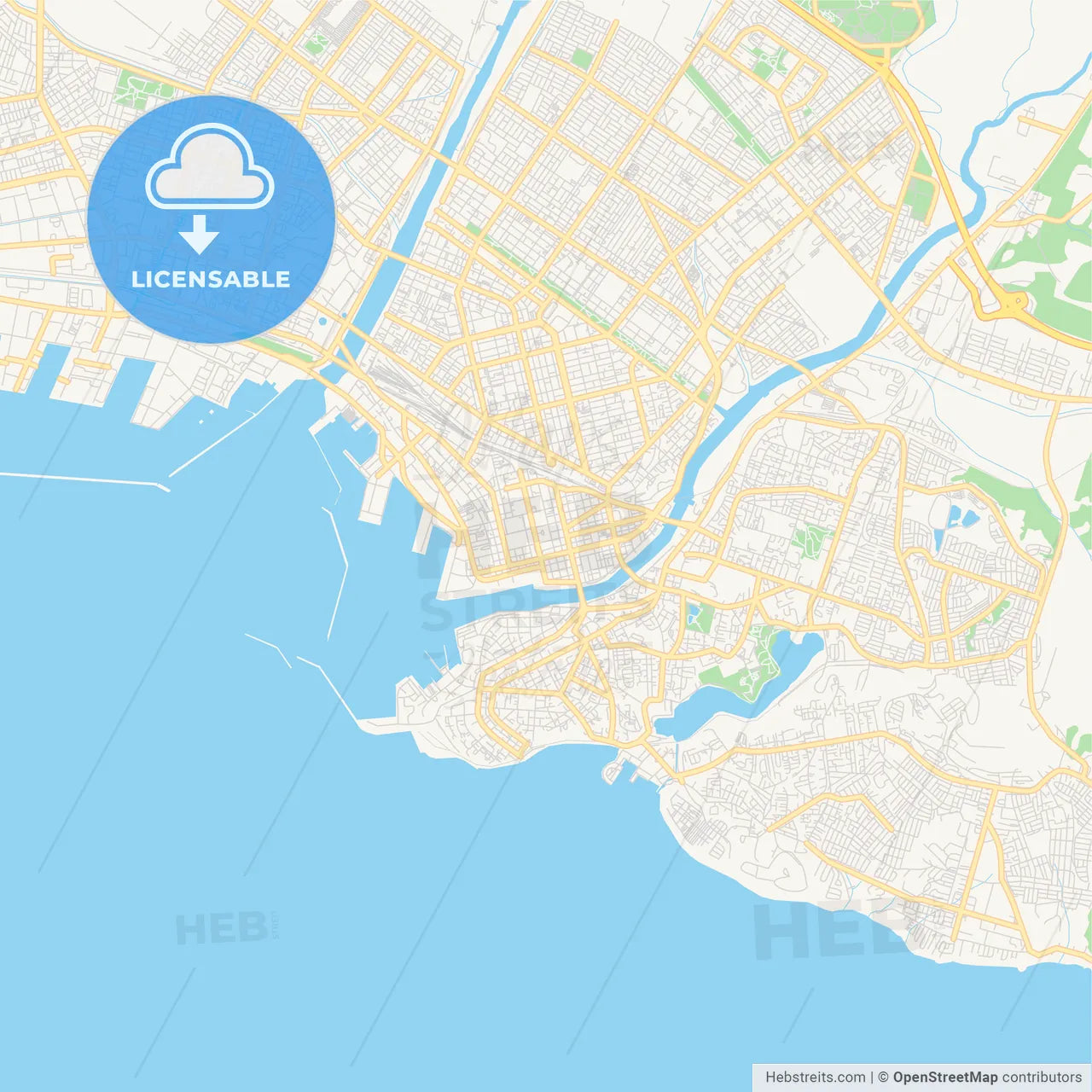 Printable street map of Kushiro, Japan