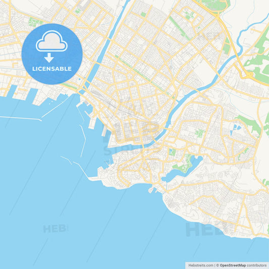Printable street map of Kushiro, Japan