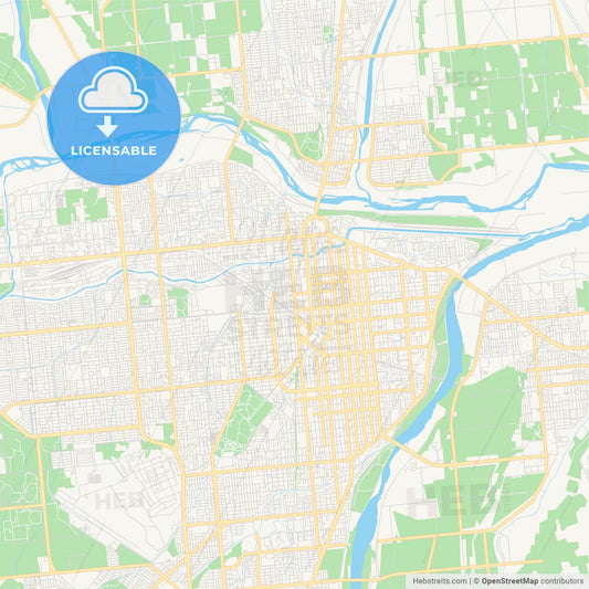 Printable street map of Obihiro, Japan