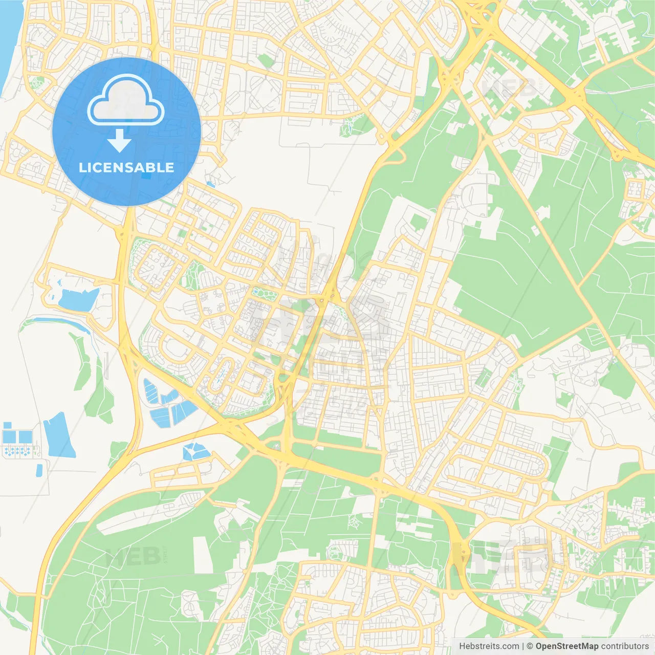 Printable street map of Rishon LeZion, Israel