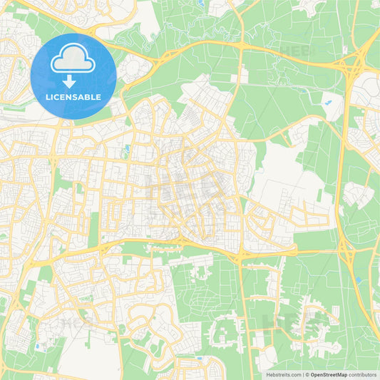 Printable street map of Petah Tikva, Israel