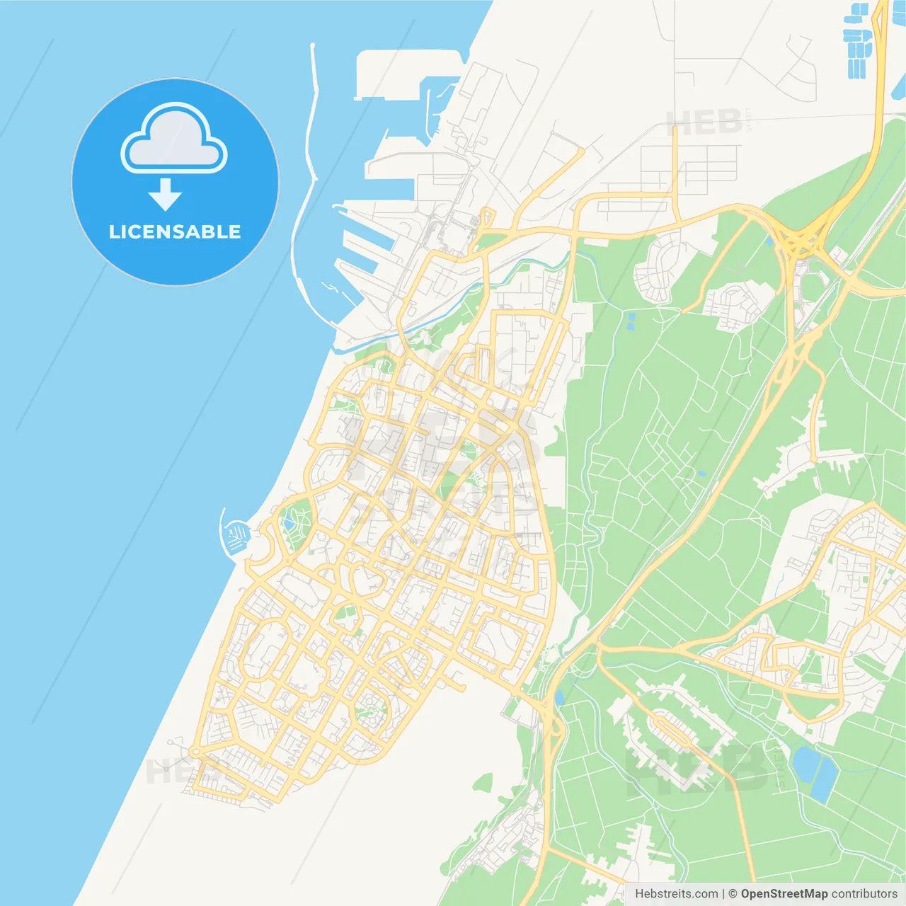 Printable street map of Ashdod, Israel