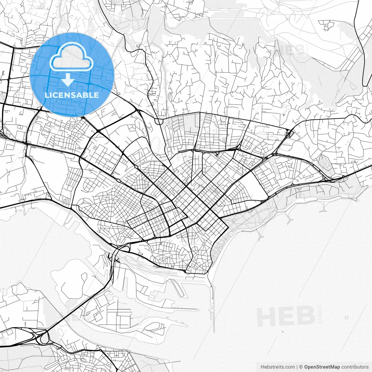 Vector PDF map of Varna, Bulgaria