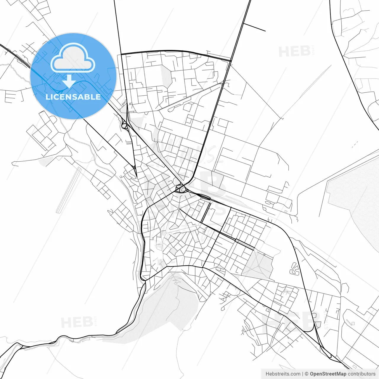 Vector PDF map of Vratsa, Bulgaria