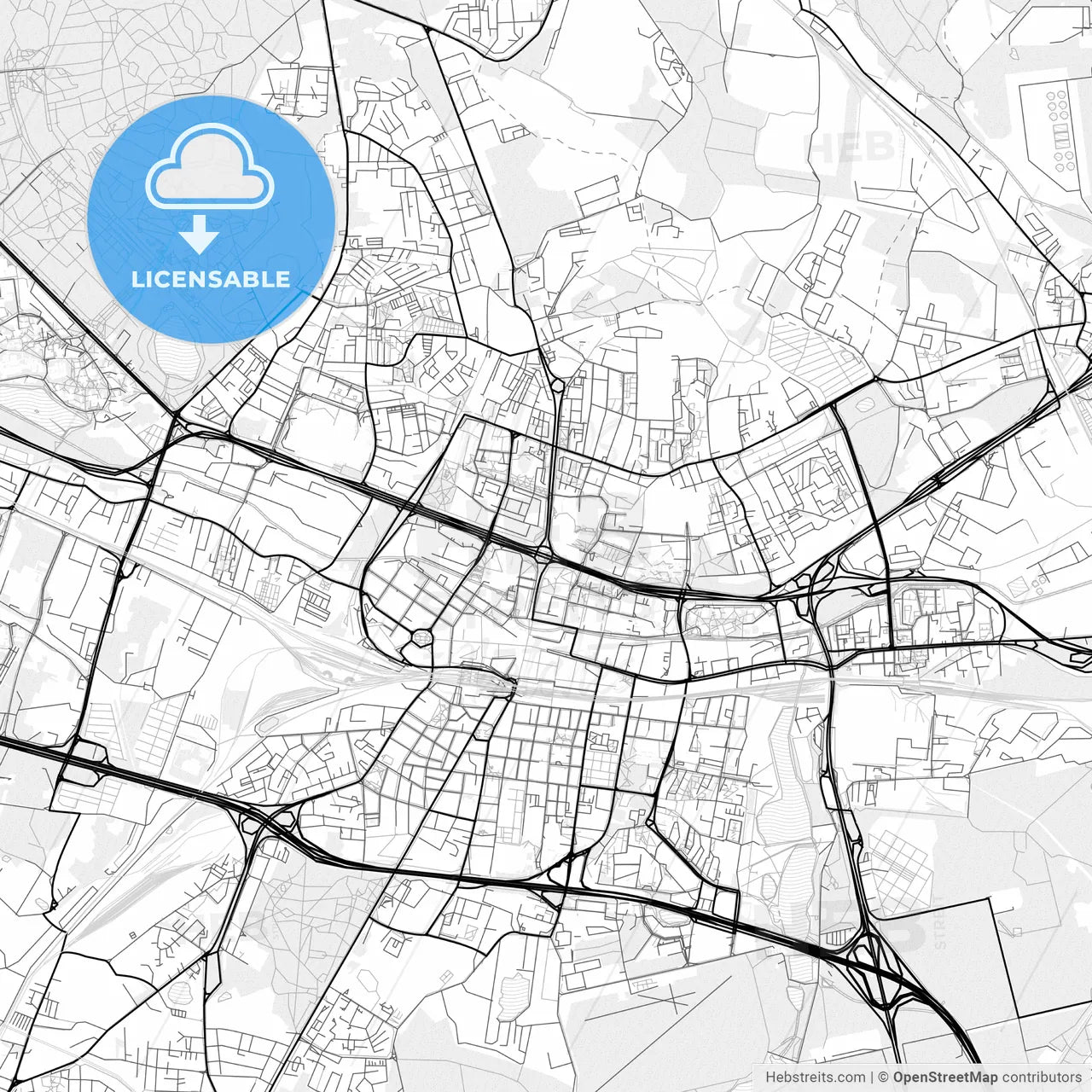 Vector PDF map of Katowice, Poland