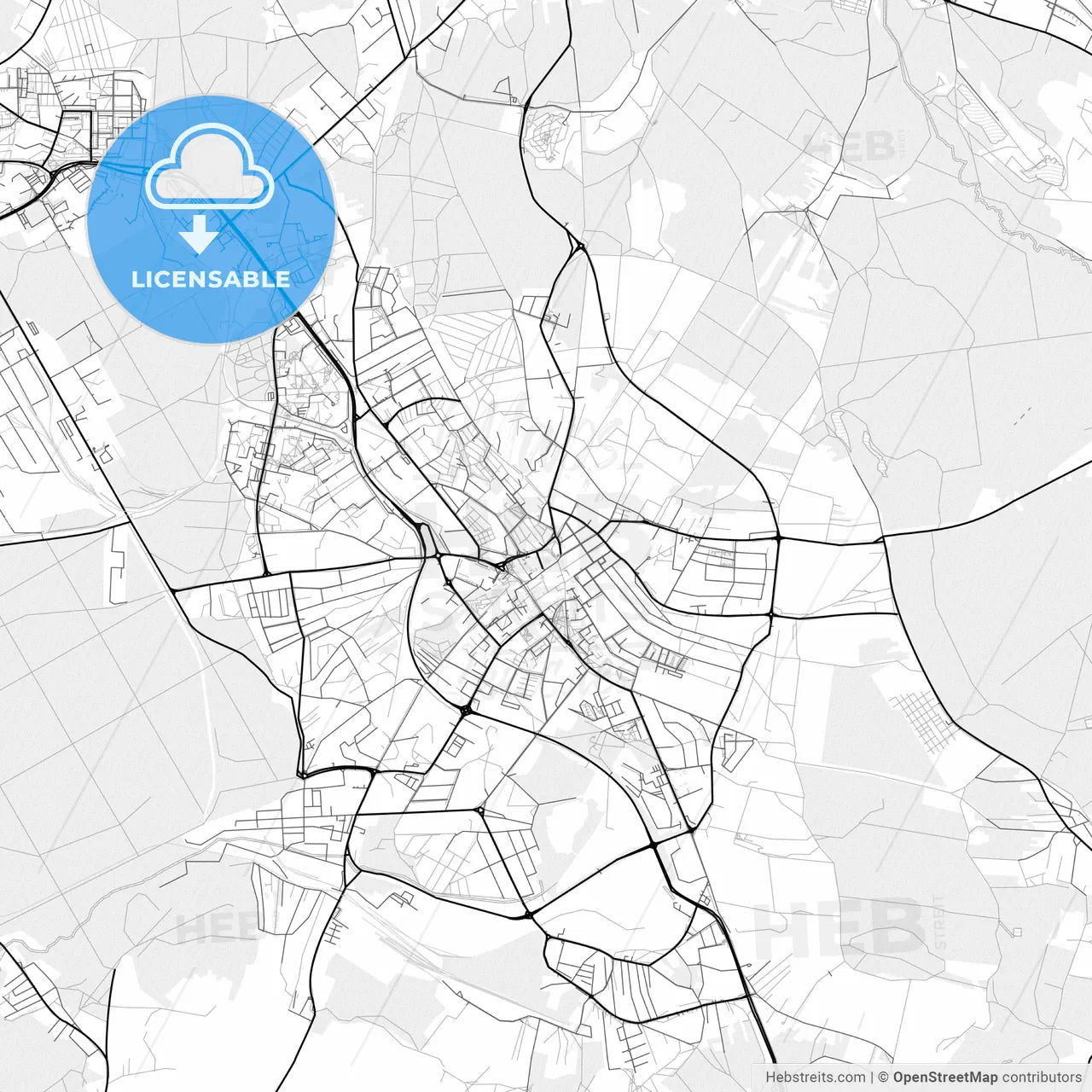 Vector PDF map of Jaworzno, Poland