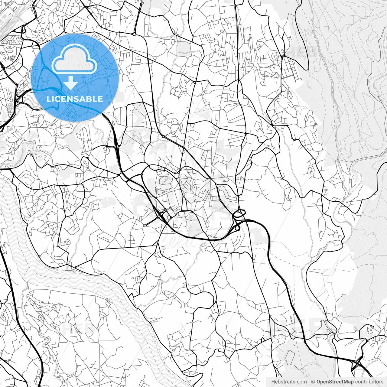 Vector PDF map of Gondomar, Portugal