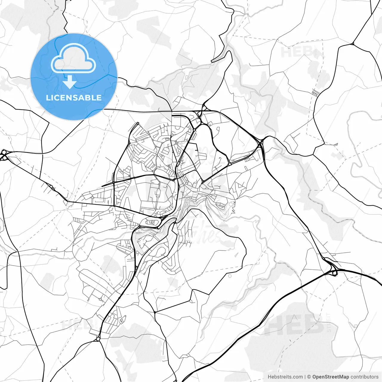 Vector PDF map of Bragança, Portugal