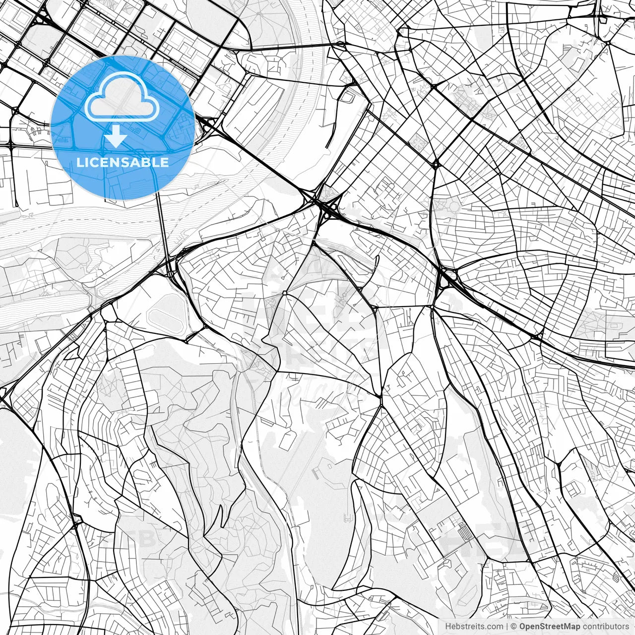 Vector PDF map of Belgrade, Serbia