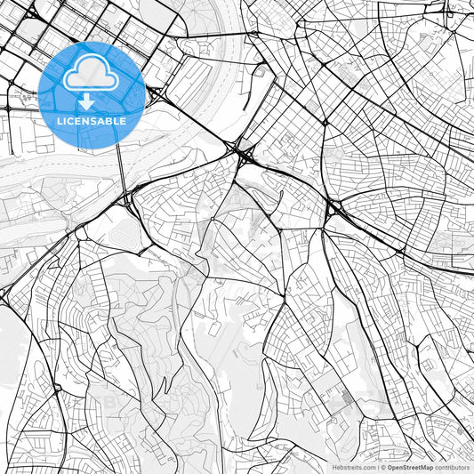 Vector PDF map of Belgrade, Serbia