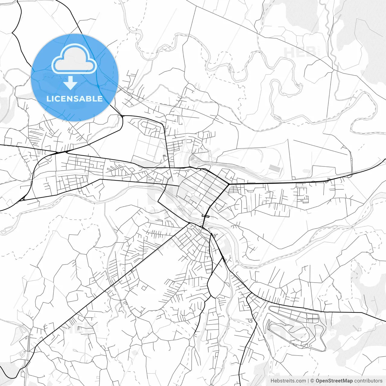 Vector PDF map of Kraljevo, Serbia